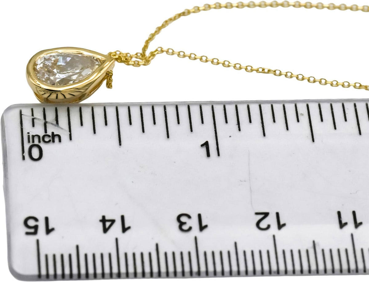 IGI 14k Yellow Gold VS1/F Pear Cut Lab-Grown Diamond Pendant Necklace 1.84CT