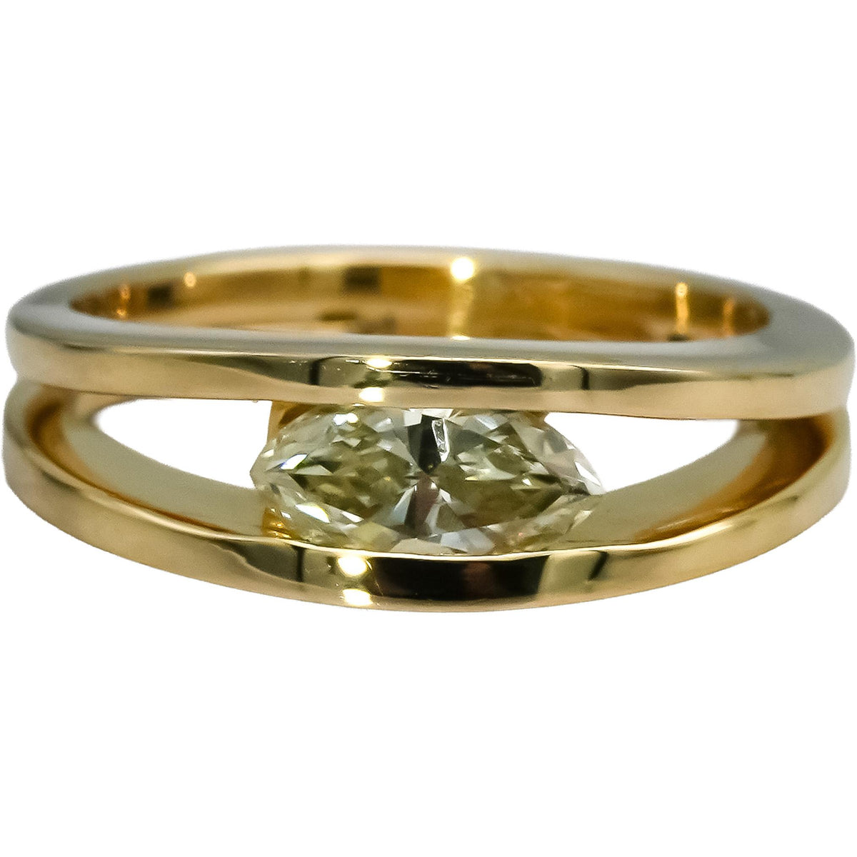 14k Yellow Gold VS Marquise Tension Set Solitaire Band Ring 0.40CT Size 4
