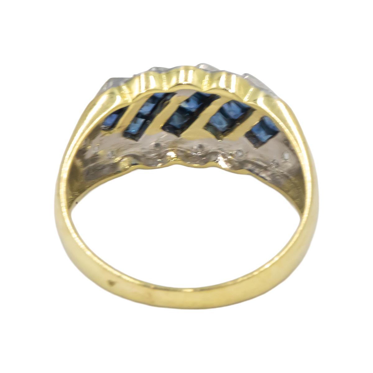 14k Yellow Gold 0.40CT Diamond and Sapphire Band Ring Size 7.25