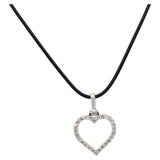 10k White Gold Round Diamond Open Heart Pendant Necklace 2.15CT