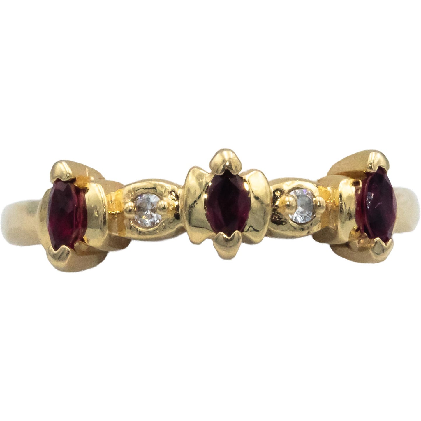 14k Yellow Gold 0.29CT Diamond and Ruby Band Ring Size 10
