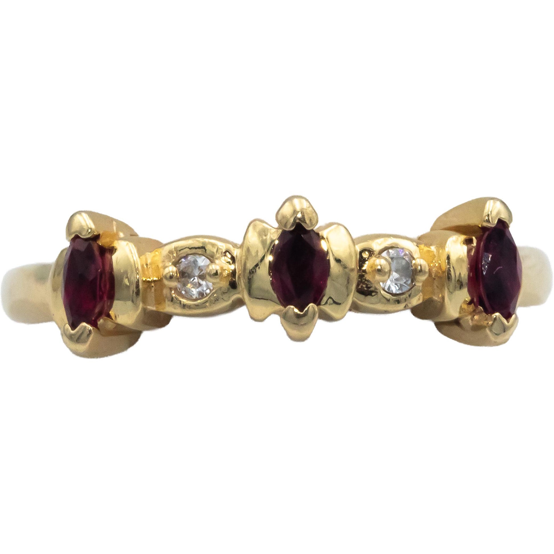 14k Yellow Gold 0.29CT Diamond and Ruby Band Ring Size 10