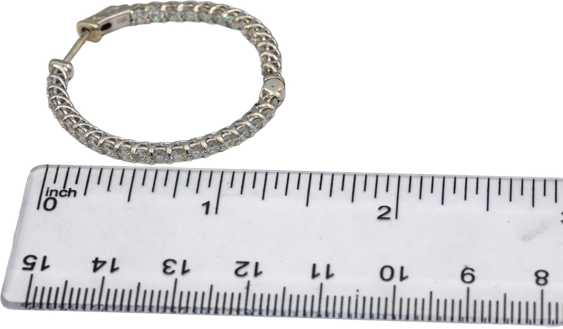 14k White Gold 4.30CT Round Cut Trellis Setting Inside Out Hoop Earrings