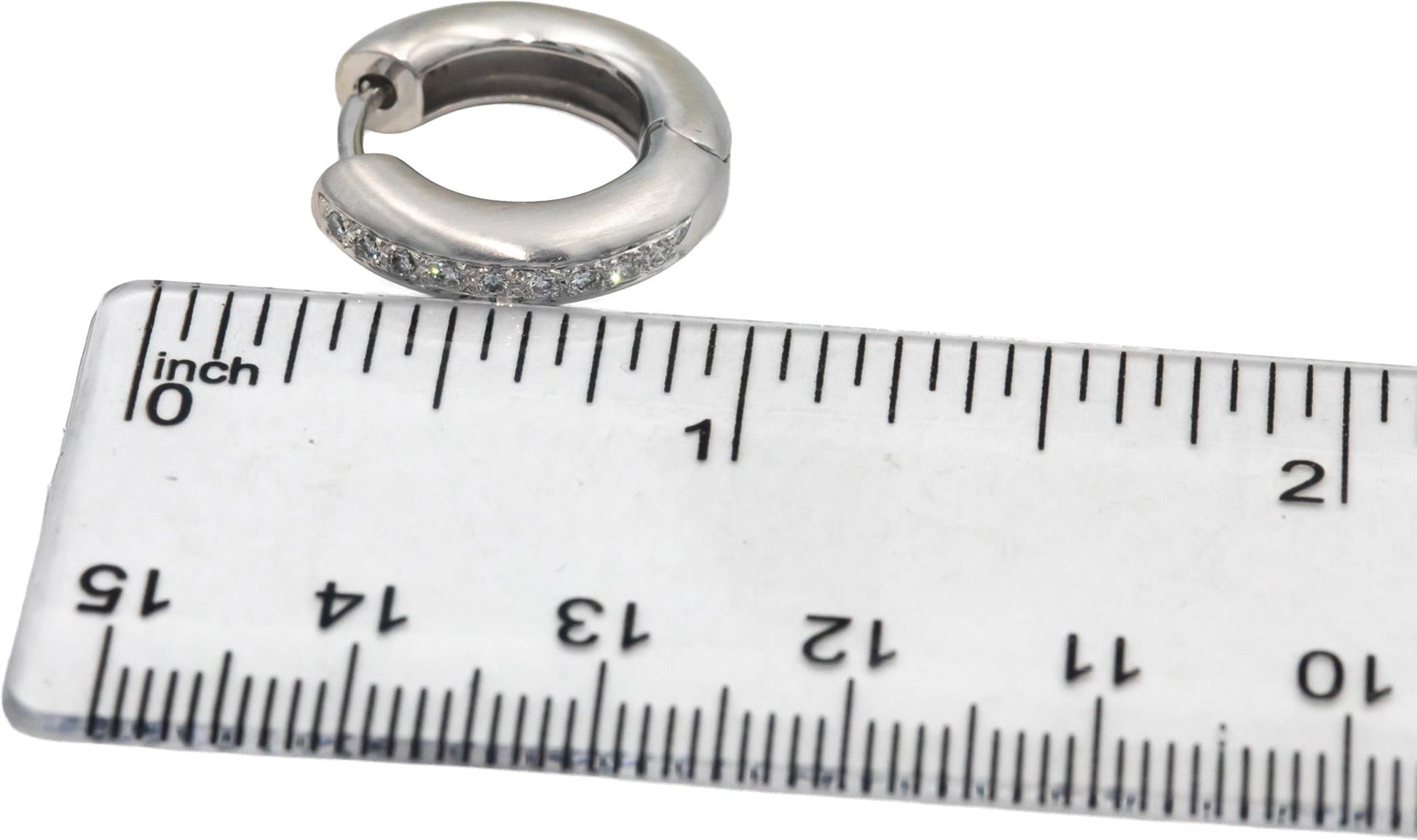 14k White Gold 0.20CT VS Diamond Satin Finish Hoop Huggie Earrings