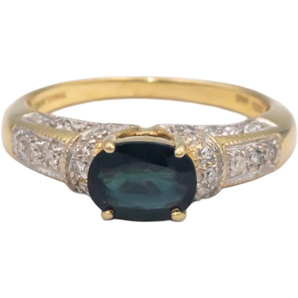 14k Yellow Gold 1.43CT Diamond and Sapphire Ring Size 8