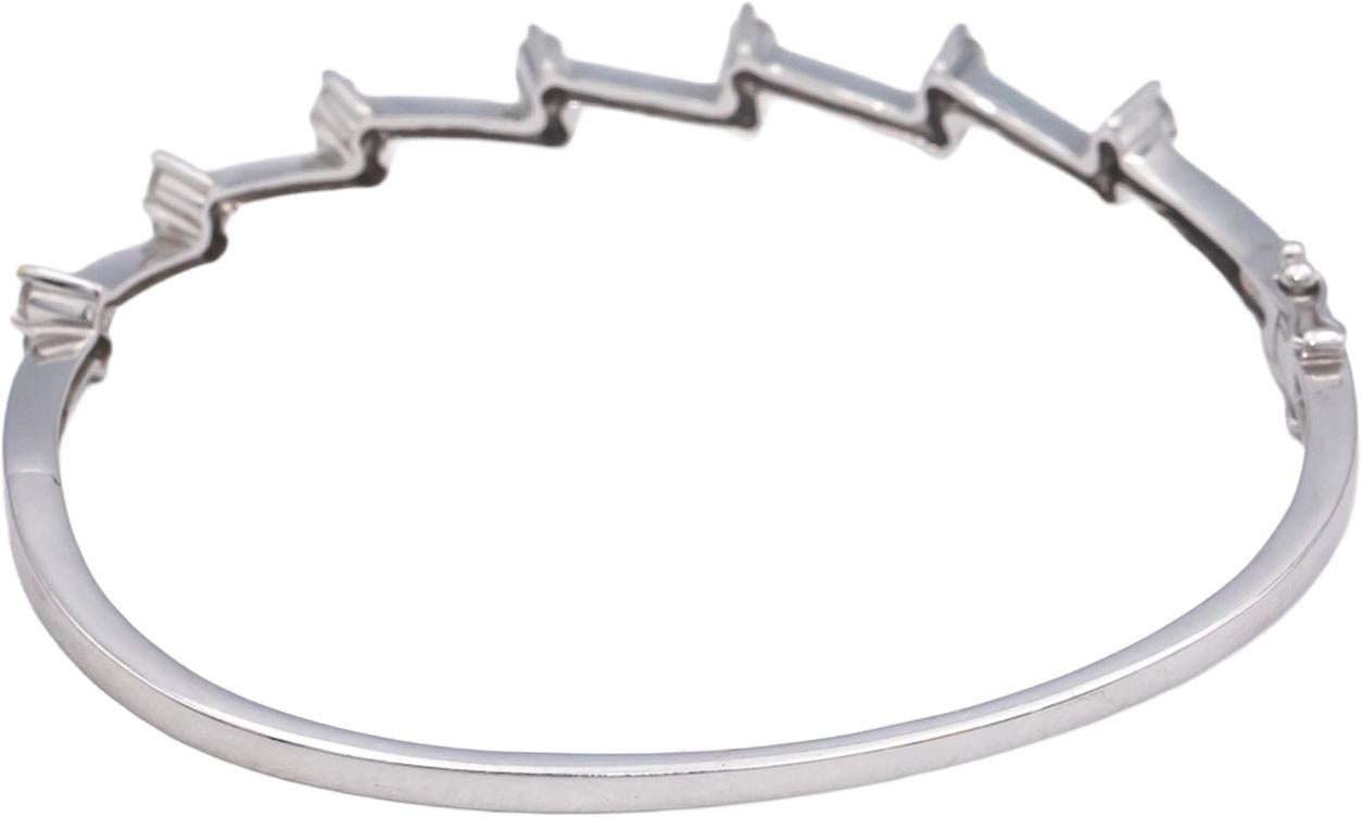 18k White Gold Jewelry 0.55CT Round Cut Diamond Bangle Bracelet