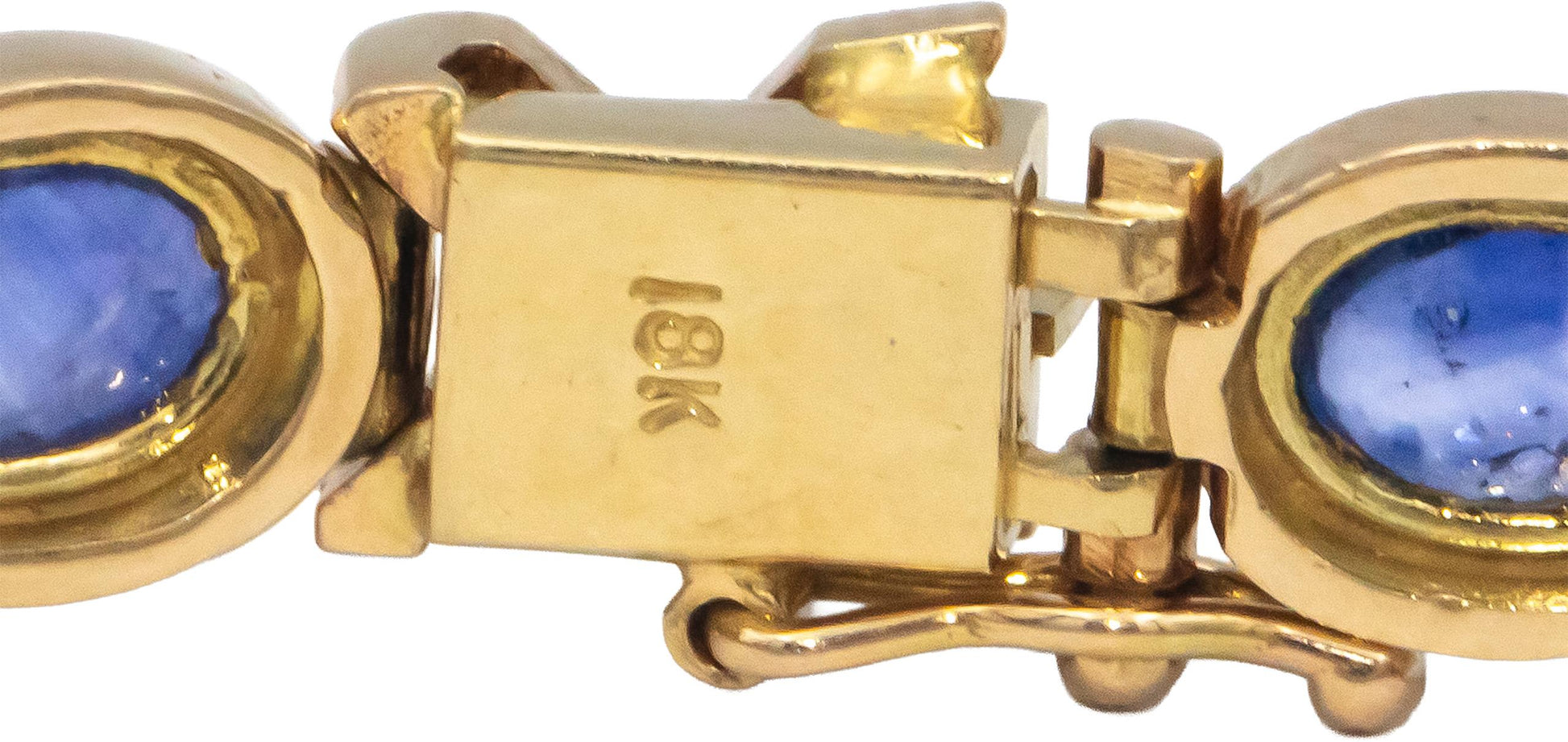 18k Yellow Gold Diamond and Cabochon Sapphire Link Bracelet 12.25CT