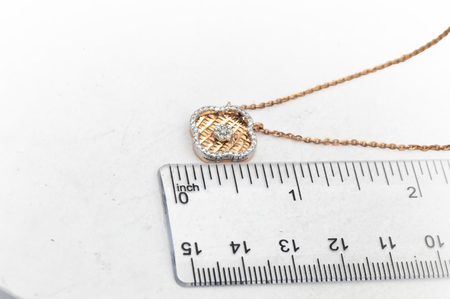 14k Rose & White Gold 0.33CT Lab Grown Diamond Flower Cluster Pendant Necklace