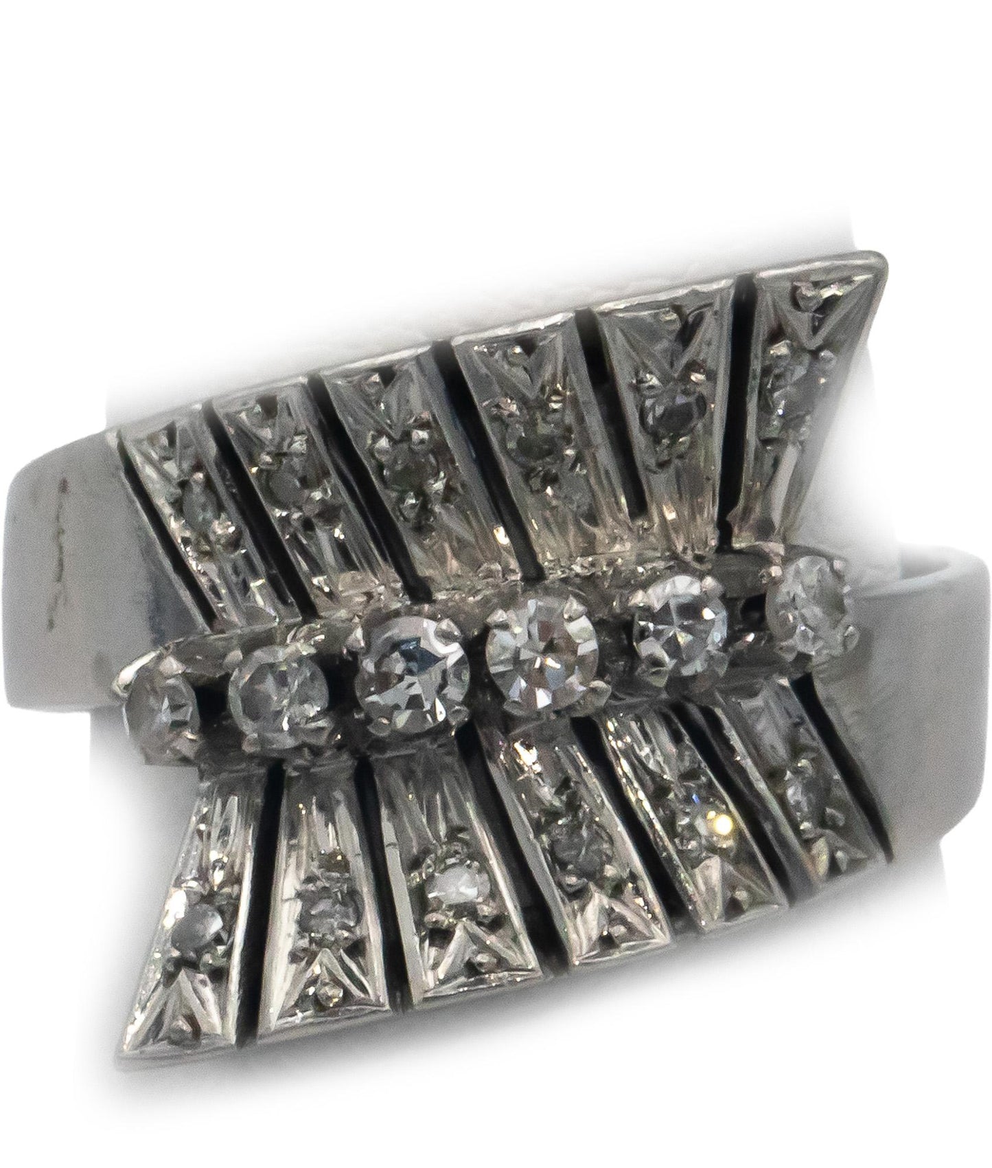 Vintage 14k White Gold 0.33CT VS Diamond Retro Ring Size 6.5