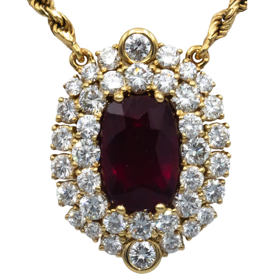 GIA Certified 18k Gold Diamond and Ruby By The Yard Necklace 9.85CT