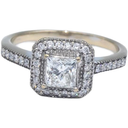 14k White Gold 0.95CT Diamond Engagement Ring w/ 0.60CT Center Size 6.75