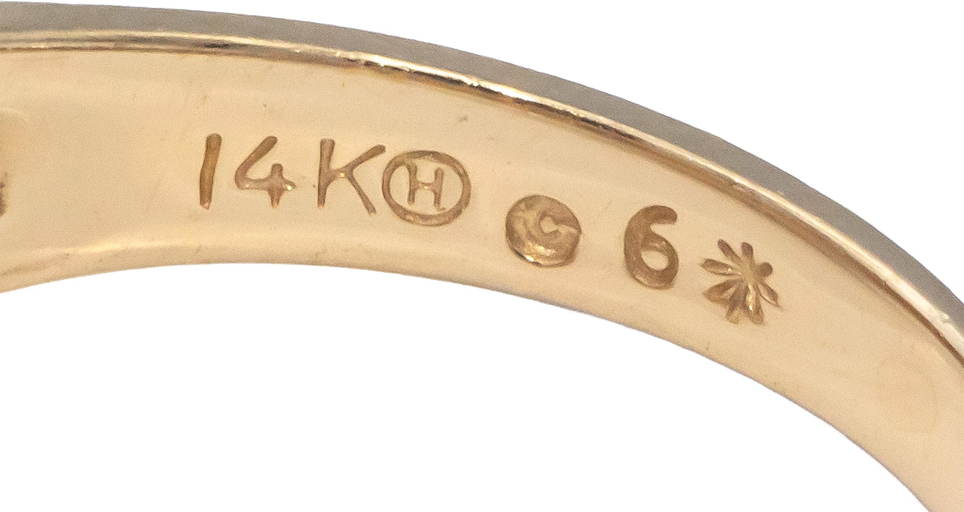 14k Yellow Gold 0.25CT VS Round and Baguette Cut Cluster Ring Size 7