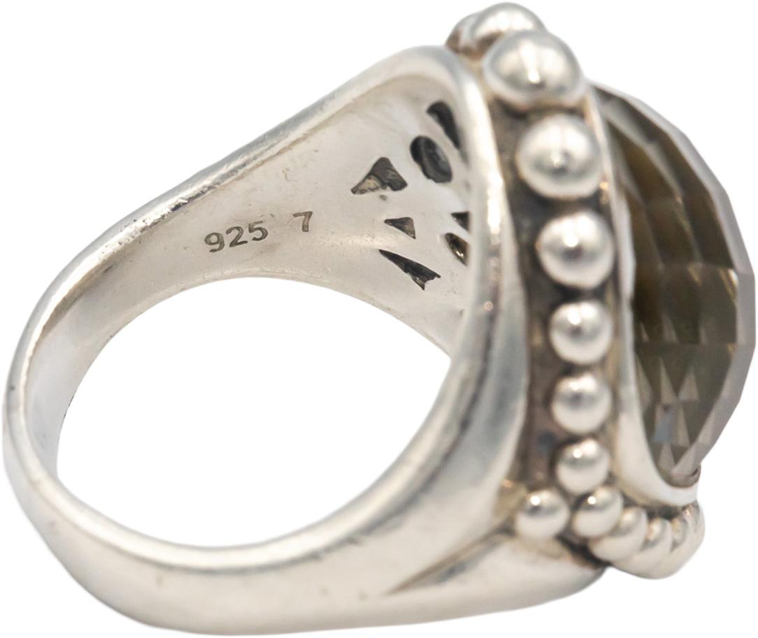 LAGOS Sterling Silver 17.0 x 16.0mm Quartz Caviar Glacier Ring Size 9