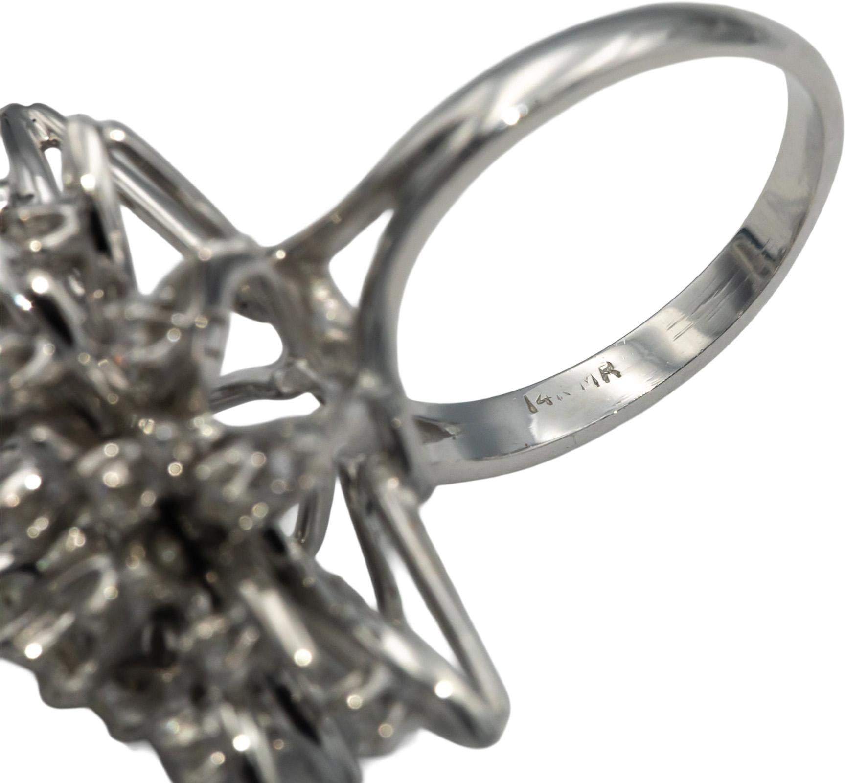 Vintage Antique 14k White Gold VS Single Cut Diamond Cocktail Ring 1.0CT Size 9