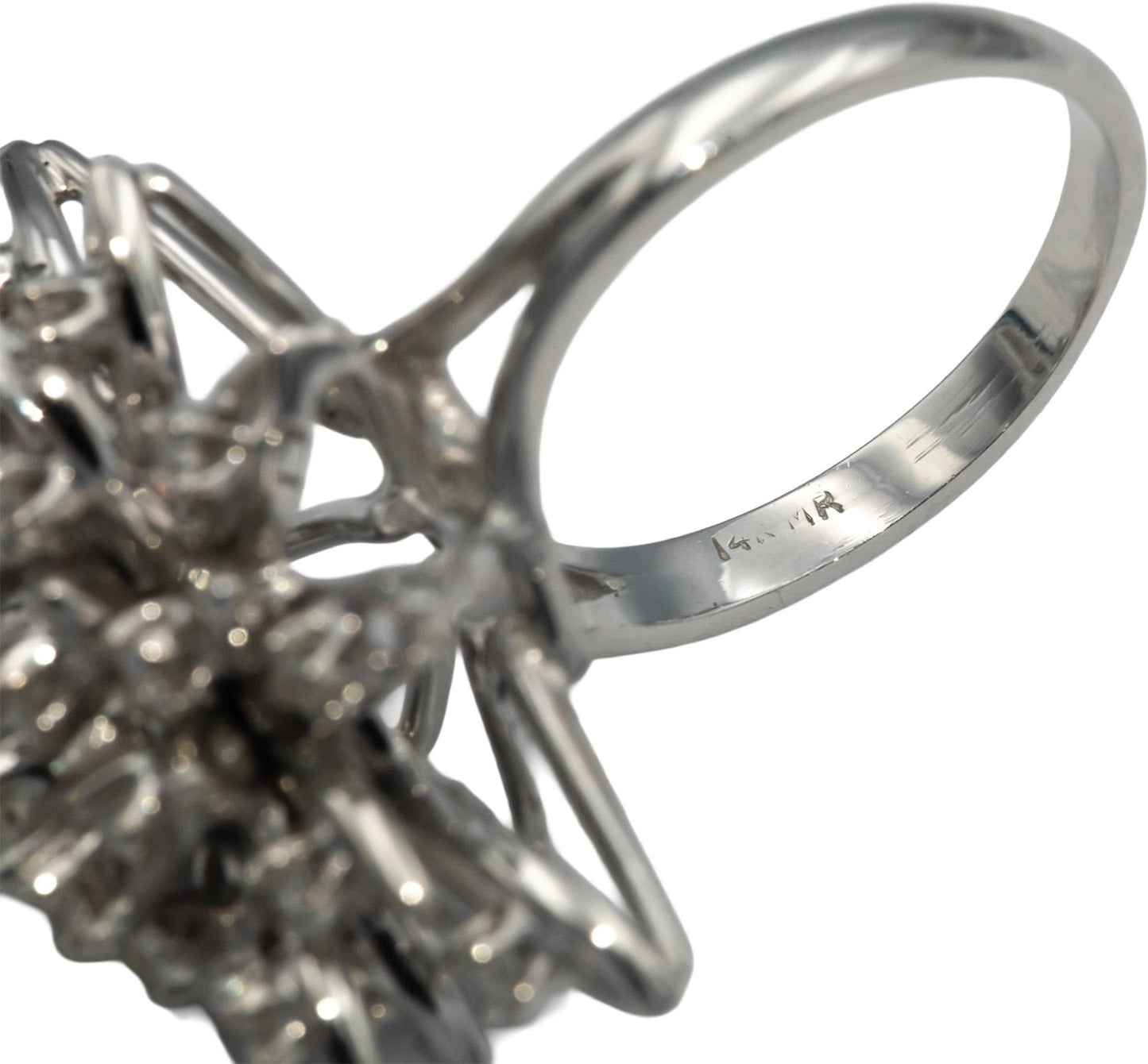 Vintage Antique 14k White Gold 1.0CT VS Single Cut Diamond Cocktail Ring Size 9