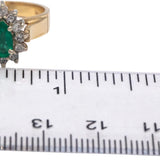 Emerald and Diamond 14k Yellow Gold Halo Cocktail Ring 0.65CT Size 6
