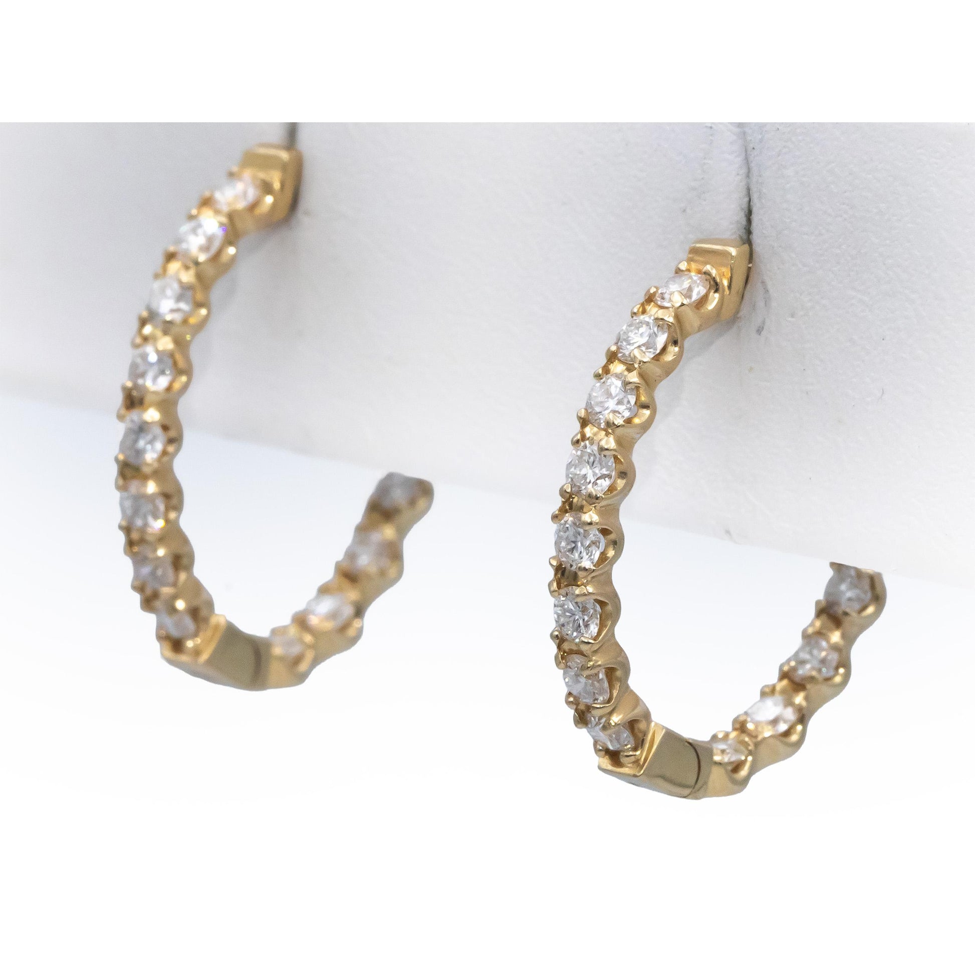 14k Yellow Gold Lab-Grown VS Round Diamond Inside Out Hoop Earrings 1.0CT