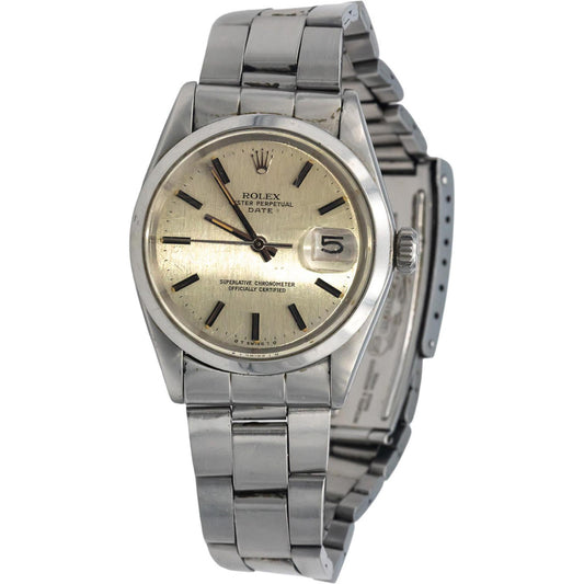 ROLEX Stainless Steel 1500 Oyster Perpetual Date 34mm Automatic Watch w/ Box