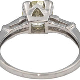 Platinum Round & Baguette Diamond Engagement Ring 1.32CT w/ 1.17CT Center