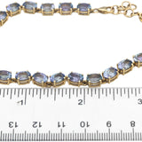 10k Yellow Gold Oval Cut Tanzanite Fancy Link Bracelet 15.0CTW