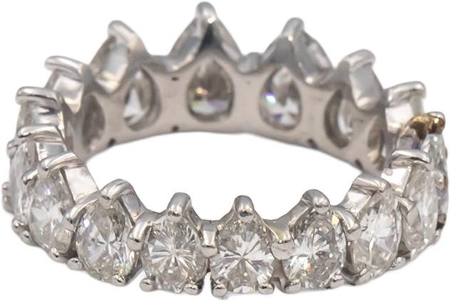 Platinum VS Pear Cut Diamond Graduated Eternity Band Ring 4.0CT Size 6