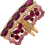WENDY YUE 18k Rose Gold Diamond Rubellite & Pink Sapphire Cocktail Ring 14.75CT