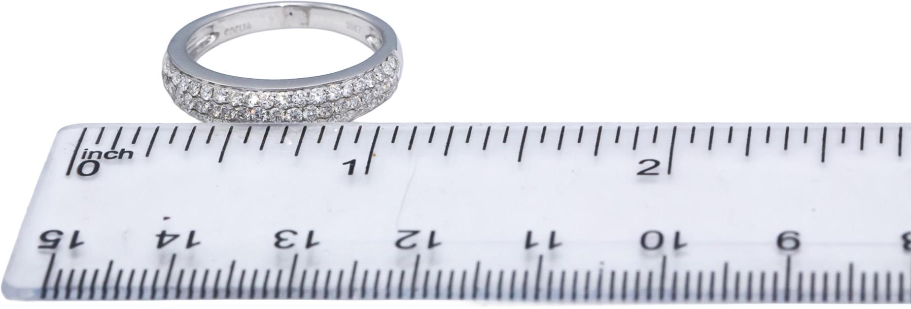 ODELIA 18k White Gold Round Diamond Three Row Band Ring 0.75CT Size 6.75