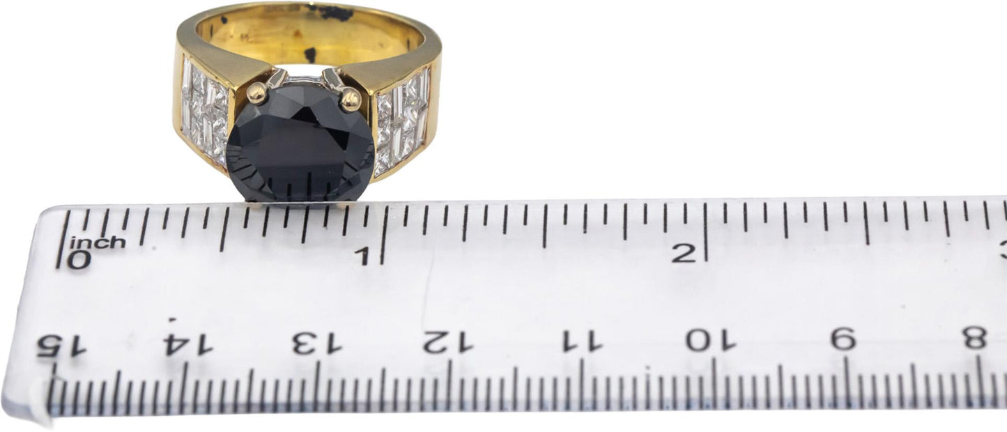 18k Yellow Gold Black and White Diamond Cocktail Ring 8.0CTW Size 7.75