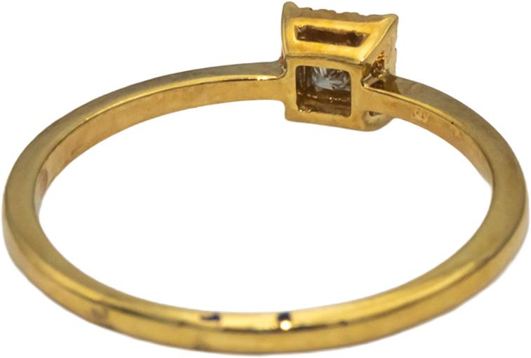 18k Yellow Gold Princess & Round Diamond Band Ring 0.12CT Size 7