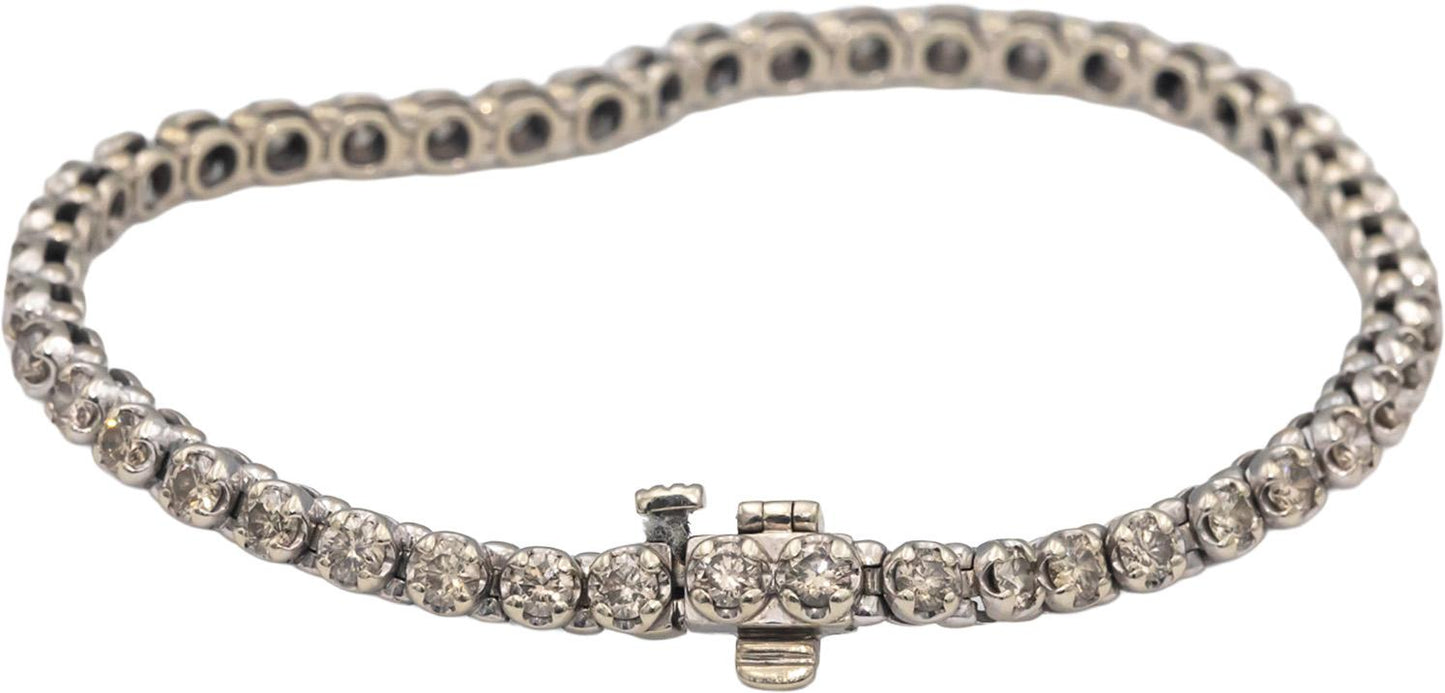 10k White Gold Round Diamond Tennis Bracelet 3.50CTW