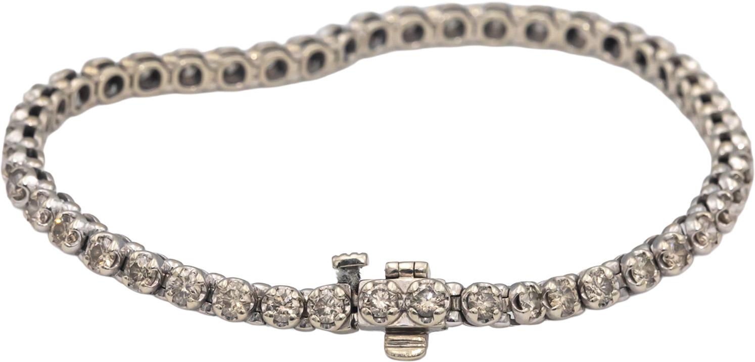 10k White Gold Round Diamond Tennis Bracelet 3.50CTW