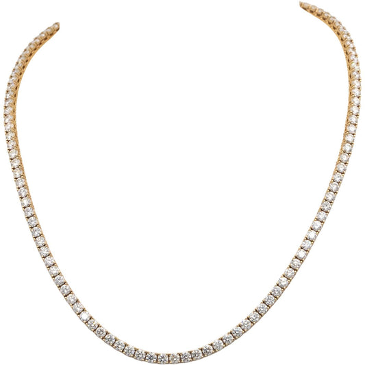 14k Yellow Gold VS Round Diamond Tennis Necklace 11.39CT