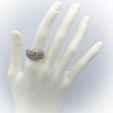 10k White & Yellow Gold Round & Baguette Diamond Cluster Dome Ring 0.60CT Size 7