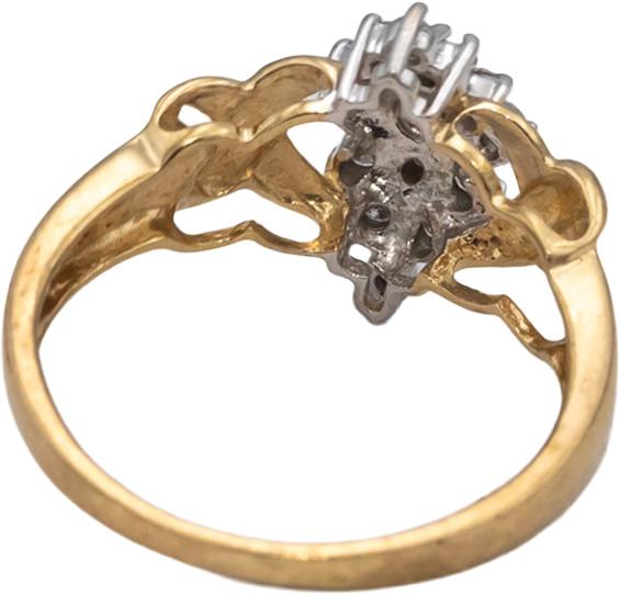 10k Yellow & White Gold Round Diamond Cluster Cocktail Ring 0.20CT Size 7