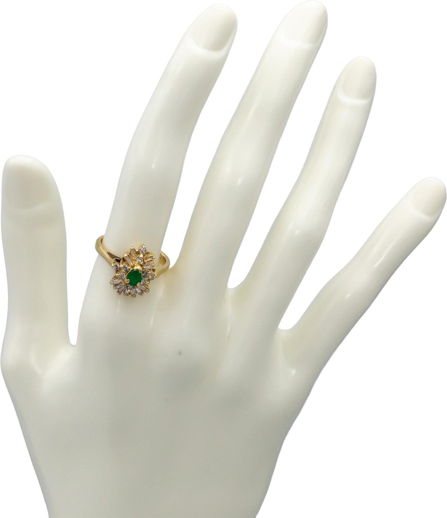14k Yellow Gold Diamond and Emerald Cluster Cocktail Ring 0.70CTW Size 6.75