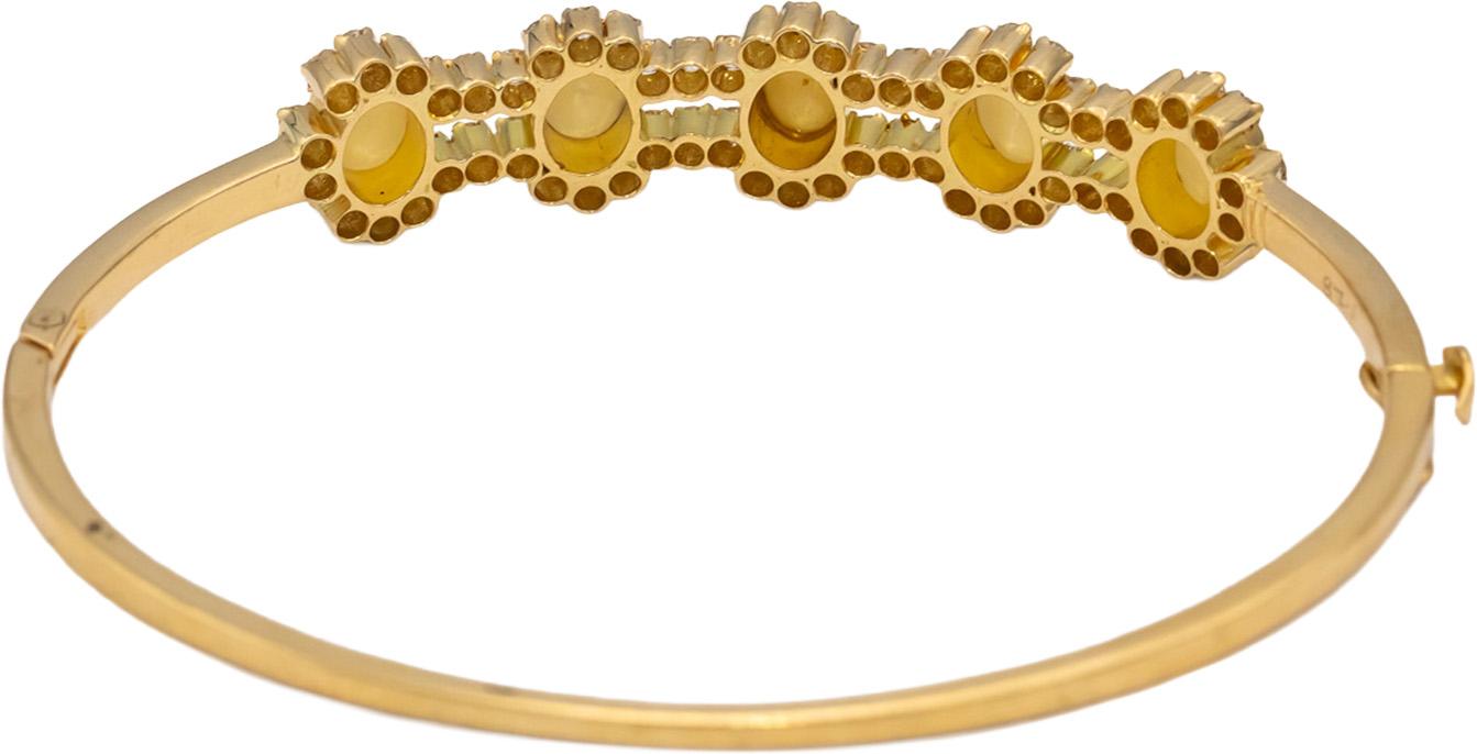 18k Yellow Gold VS Diamond and Mabe Pearl Bangle Bracelet 1.25CT