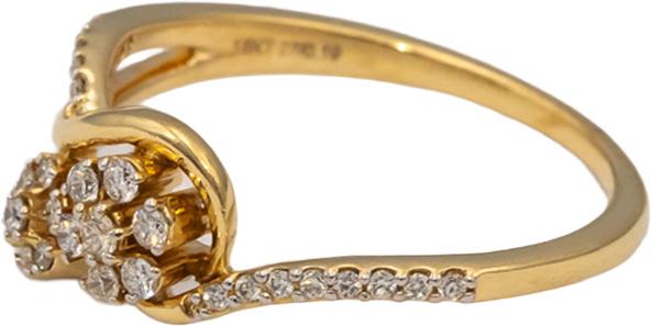 18k Yellow Gold VS Round Diamond Swirl Flower Ring 0.19CT Size 6.5