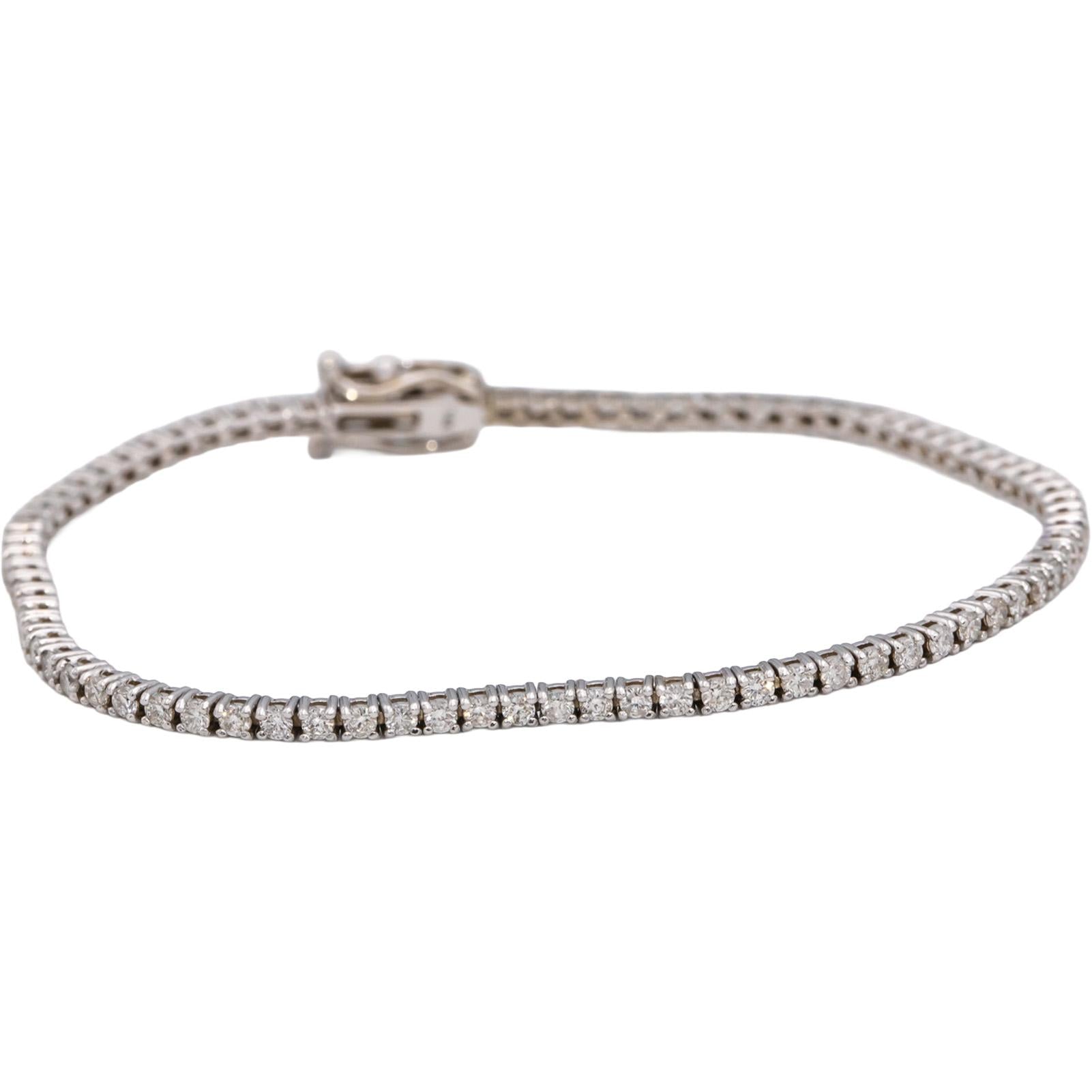 14k White Gold Round Diamond Tennis Bracelet 1.90CT