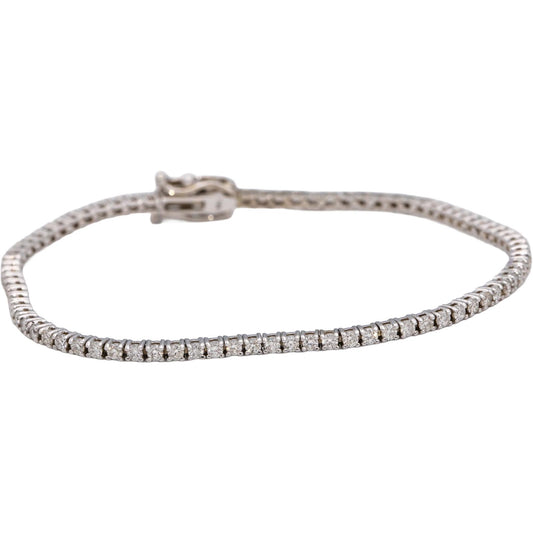 14k White Gold Round Diamond Tennis Bracelet 1.90CT