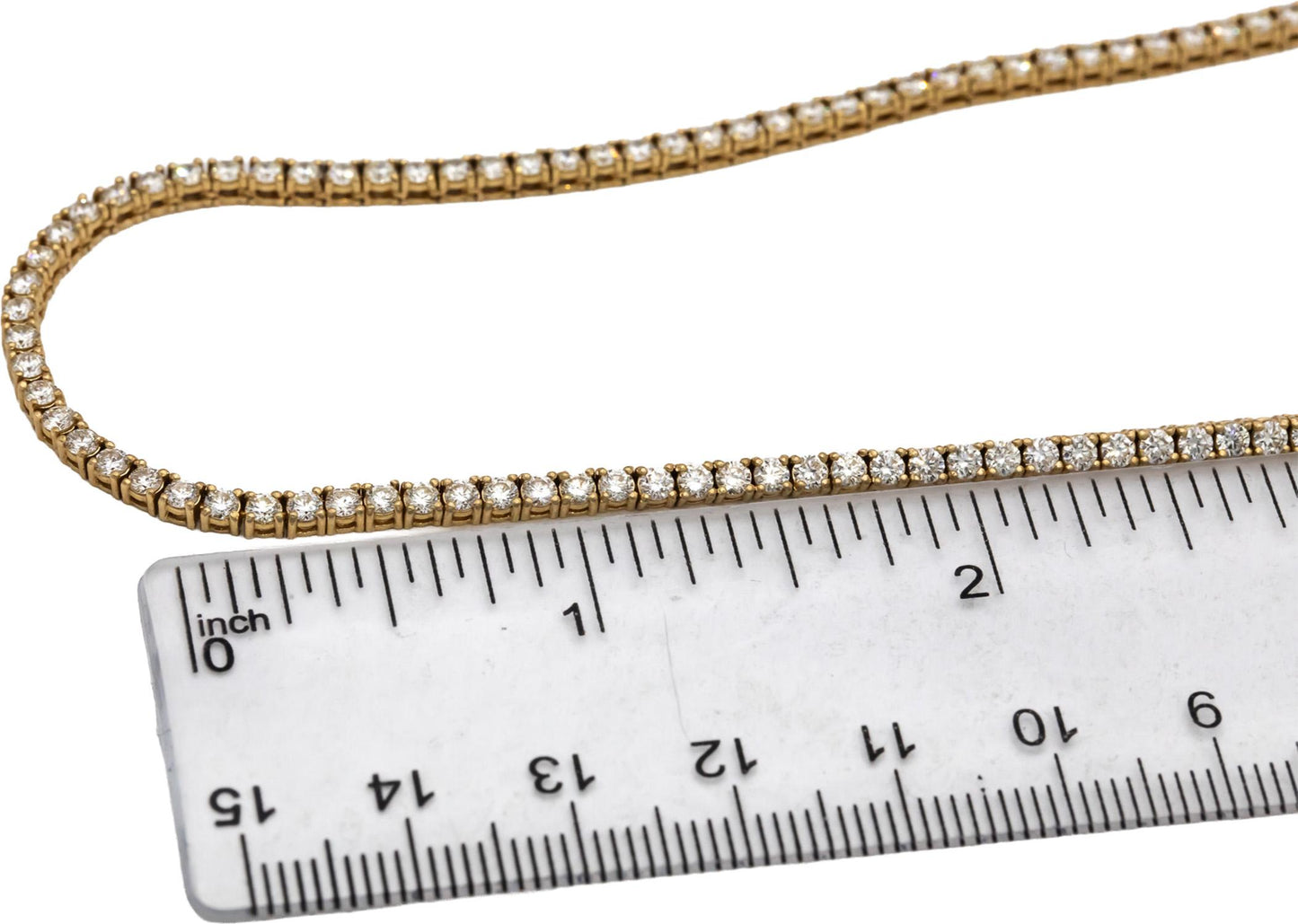 14k Yellow Gold VS Round Diamond Tennis Necklace 7.68CT