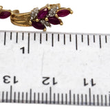 10k Yellow Gold Marquise Ruby Round Diamond Stud Earrings 0.46CT
