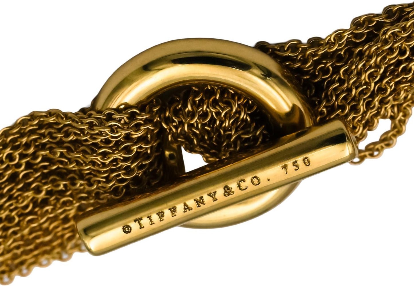 TIFFANY & CO. 18k Yellow Gold Multistrand Heart Necklace w/ Toggle Clasp