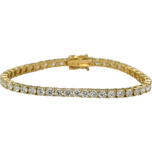 14k Yellow Gold VS Round Diamond Tennis Bracelet 9.11CT