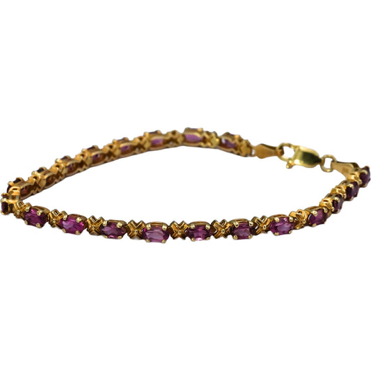 14k Yellow Gold Oval Cut Pink Tourmaline Line Bracelet 3.0CT