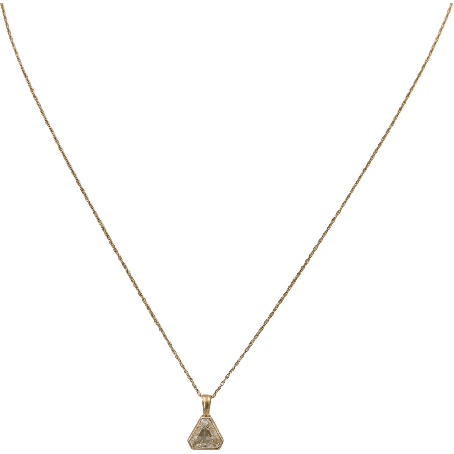 14k Yellow Gold Trillion Cut Diamond Solitaire Pendant Necklace 1.19CT