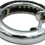 18k White Gold Round White and Black Diamond Hoop Huggie Earrings 1.0CT