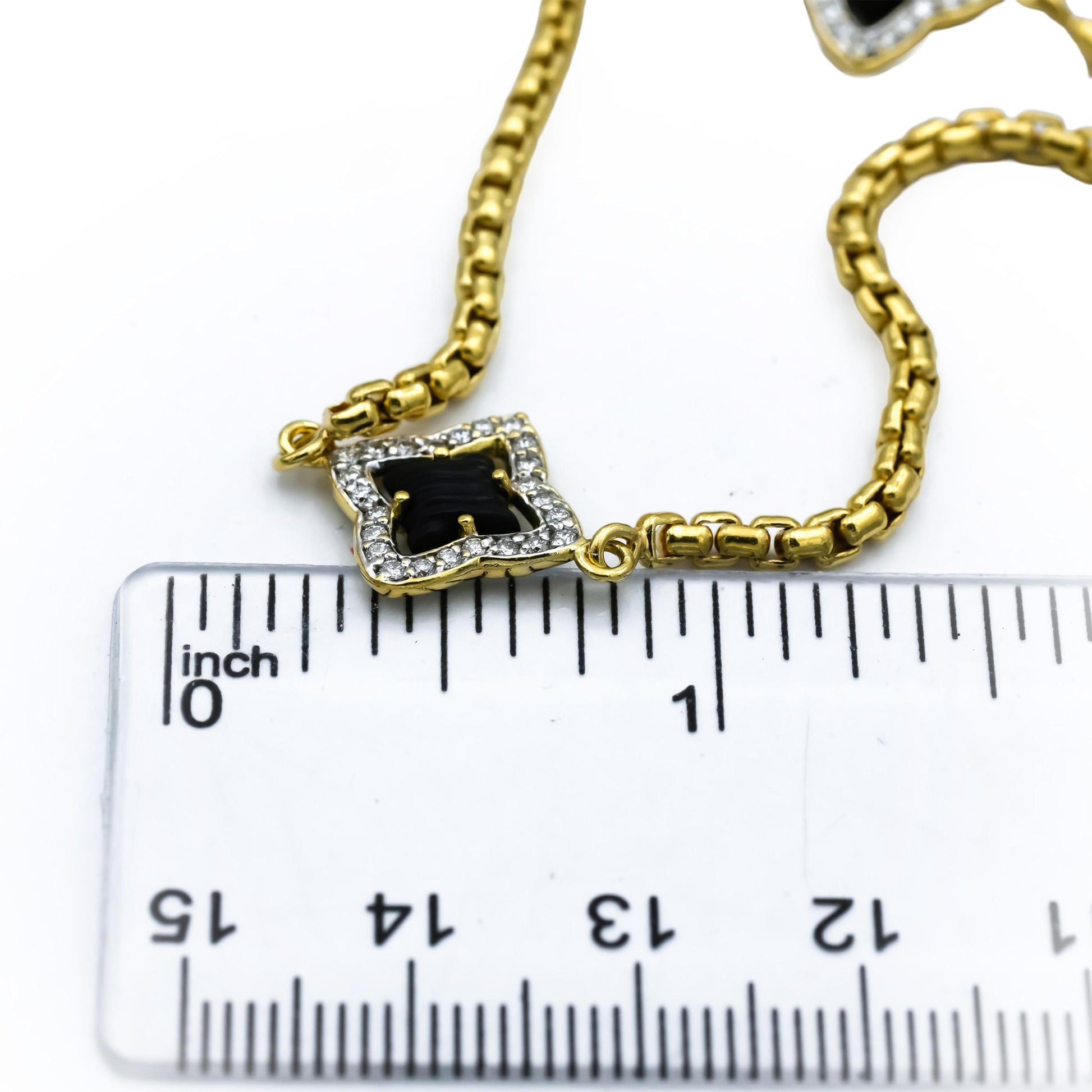 DAVID YURMAN 18k Yellow Gold VS Diamond and Carved Onyx Chain Necklace 1.0CT