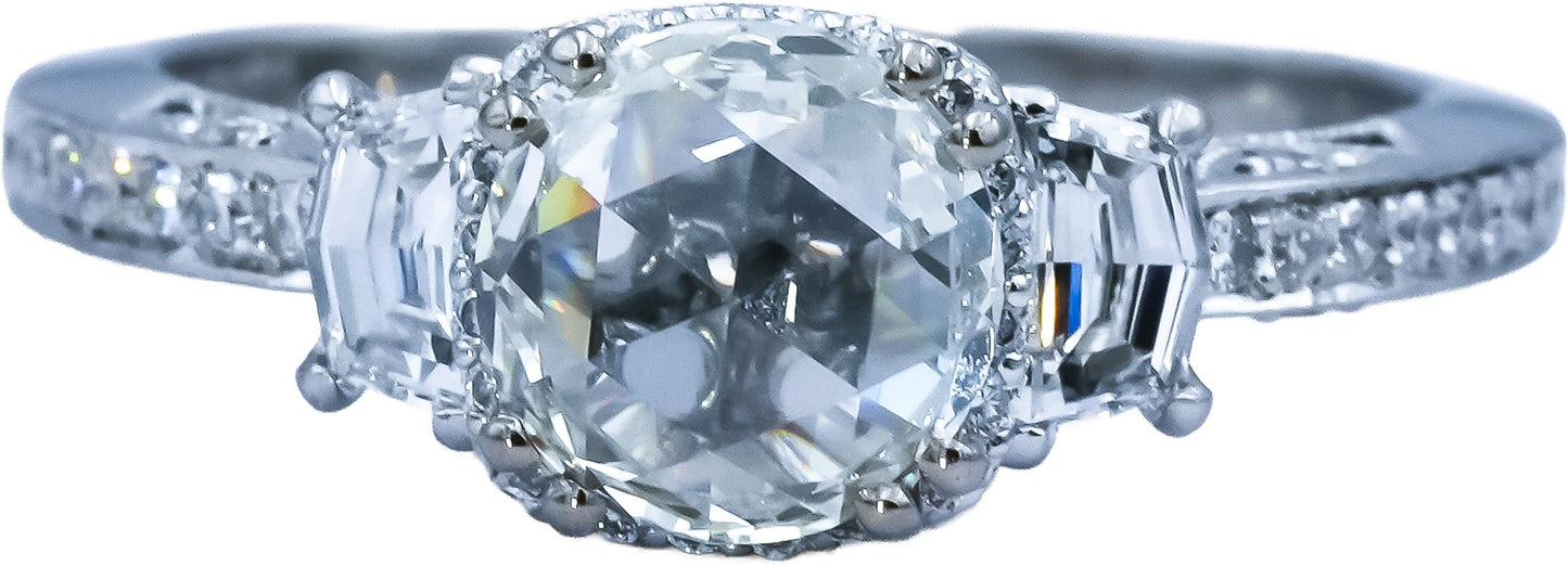 GIA Cert. TACORI 18k White Gold Diamond Engagement Ring 1.46CT w/ 1.01CT Center