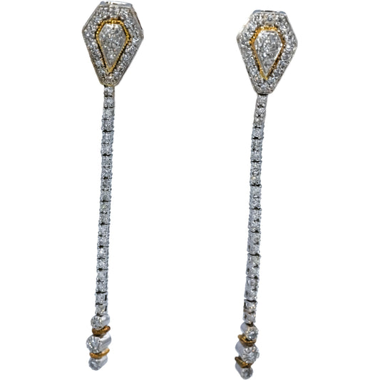 18k & 14k White and Yellow Gold Diamond Drop Dangle Earrings 1.0CT