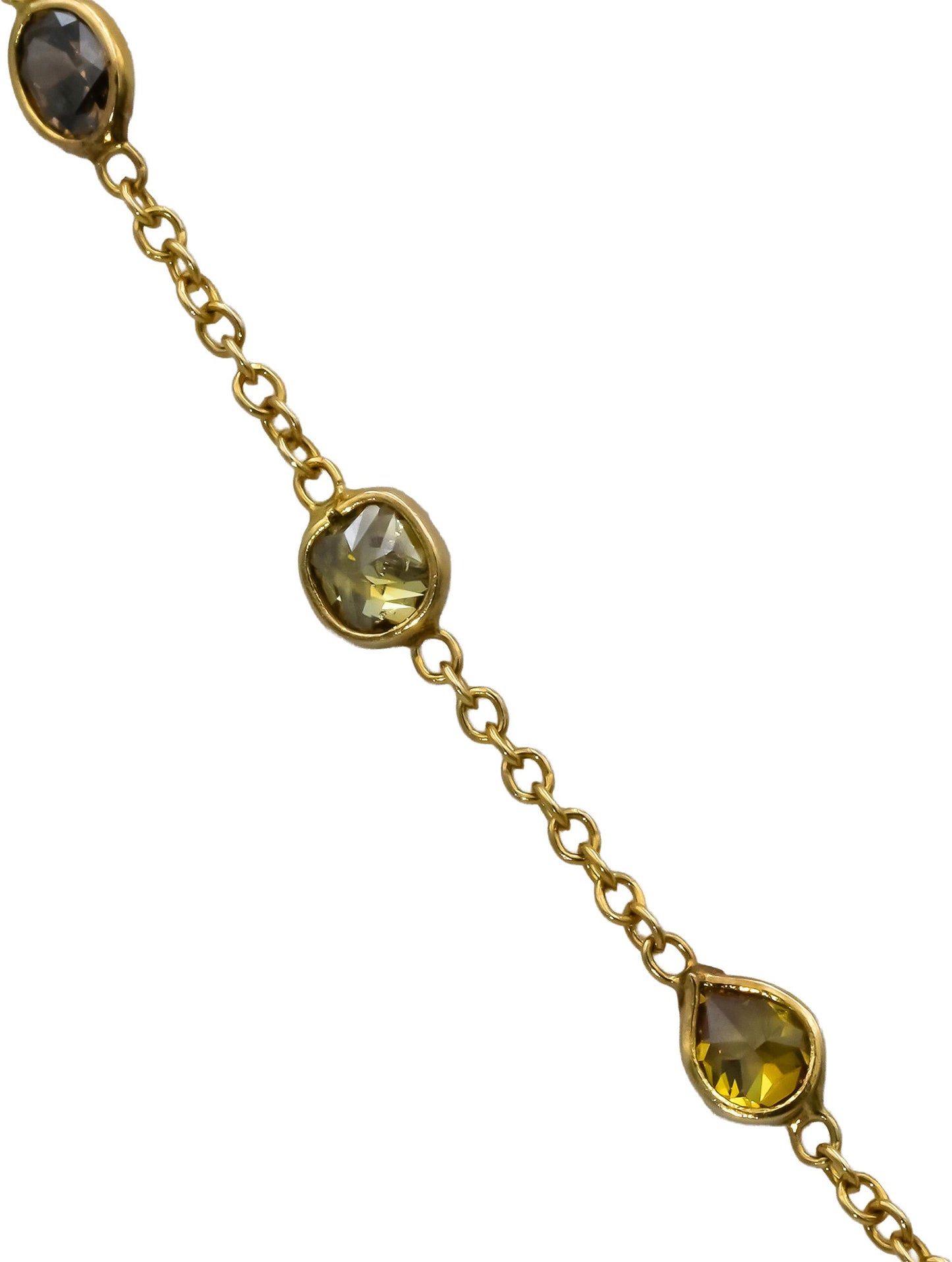 14k Yellow Gold VS Natural Colored Mixed Diamond By The Yard Necklace 5.0CT